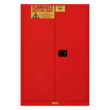 FM Approved, Flammable Storage Cabinet, 45 Gallon, 2 Doors, Manual Close, 2 Shelves, Red